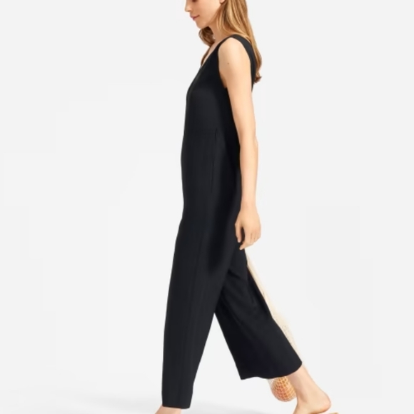 Everlane Black Japanese GoWeave Essential Jumpsuit sz 2 - Picture 3 of 7